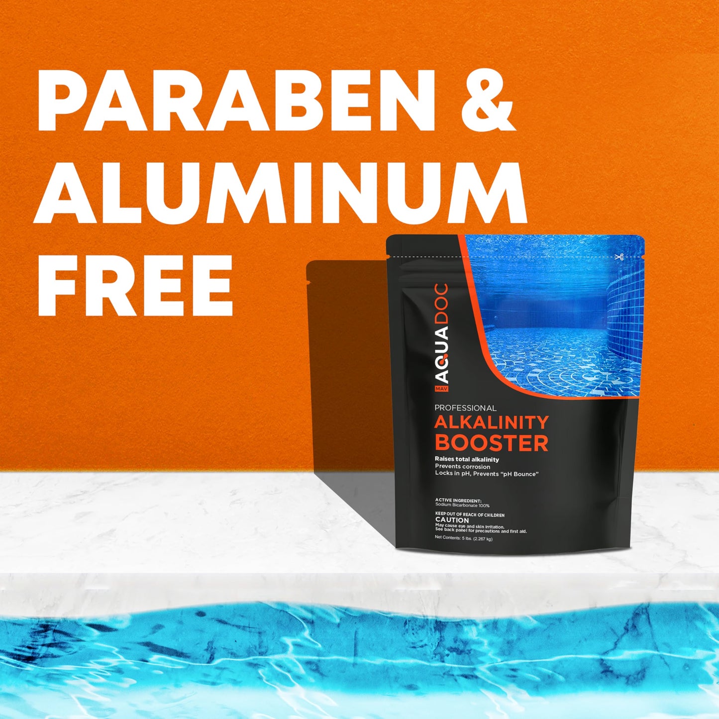 MAV AquaDoc Pool Alkalinity Increaser - 5lb - Sodium Bicarbonate Alkalinity Increaser for Swimming Pools - pH Increaser - Pool Chemicals Made in USA