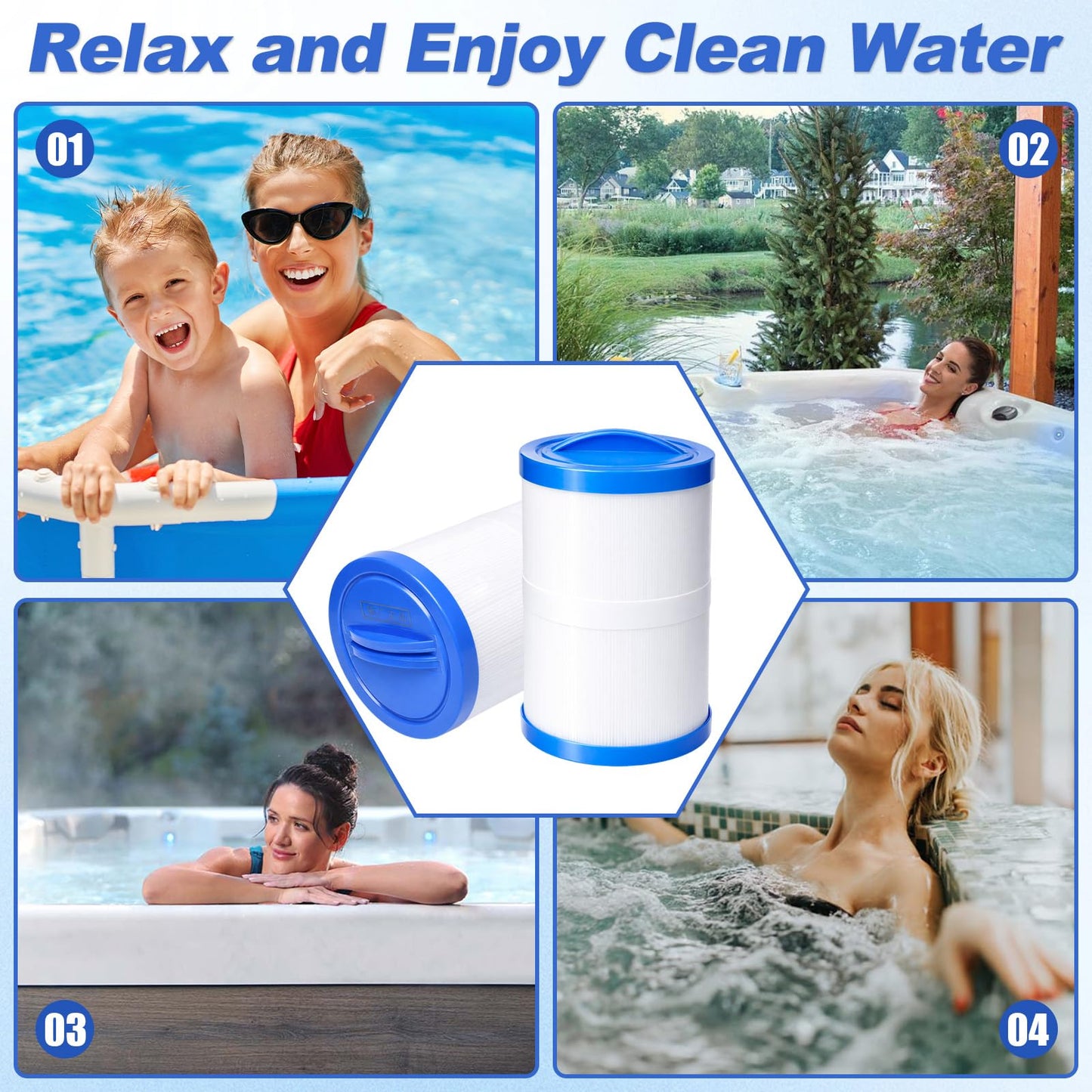 Foifatt PWW35L Hot Tub Filter Cartridge Filter Compatible with Unicel 4CH-935 Waterway 817-4035 Teleweir 35 SF, Pool & Spa Filter, 2 Pack