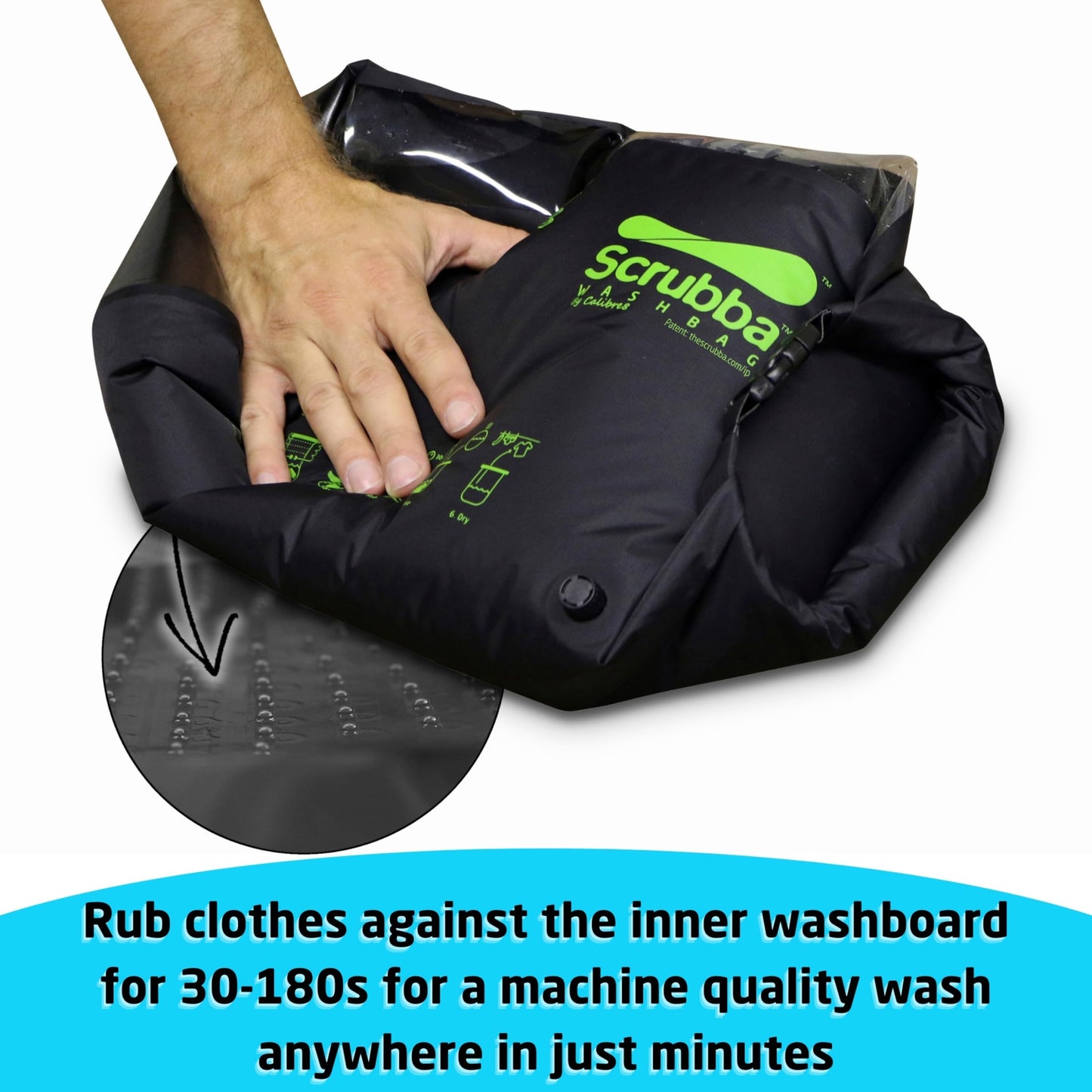 Scrubba Wash Bag Portable Washing Machine - Lightweight Manual Washing Machine for Travel, Camping, Laundry, Baby Clothes - Travel Essentials, Gift - use with Laundry Detergent/Sheets - 5.3 oz.