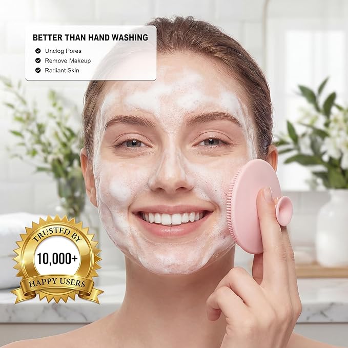 4 Pack Face Scrubber,JEXCULL Soft Silicone Facial Cleansing Brush Face Exfoliator Blackhead Acne Pore Pad Cradle Cap Face Wash Brush for Deep Cleaning Skin Care(Multicolor A)