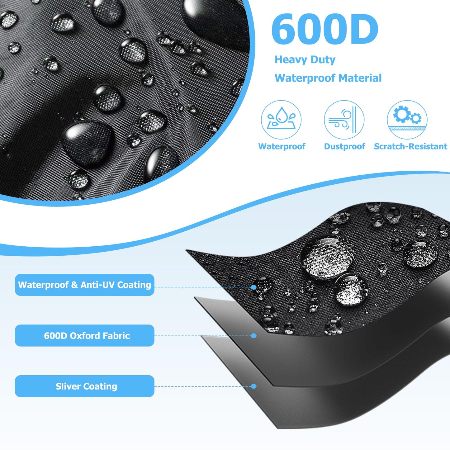 Dalema Outdoor Refrigerator Cover,600D Heavy Duty 100% Waterproof Upright Freezer Cover,Outside Stand Up Fridge Covers.Front Can Be Rolled-Up by Zippers.(Black,30" W x 33" D x 62" H)