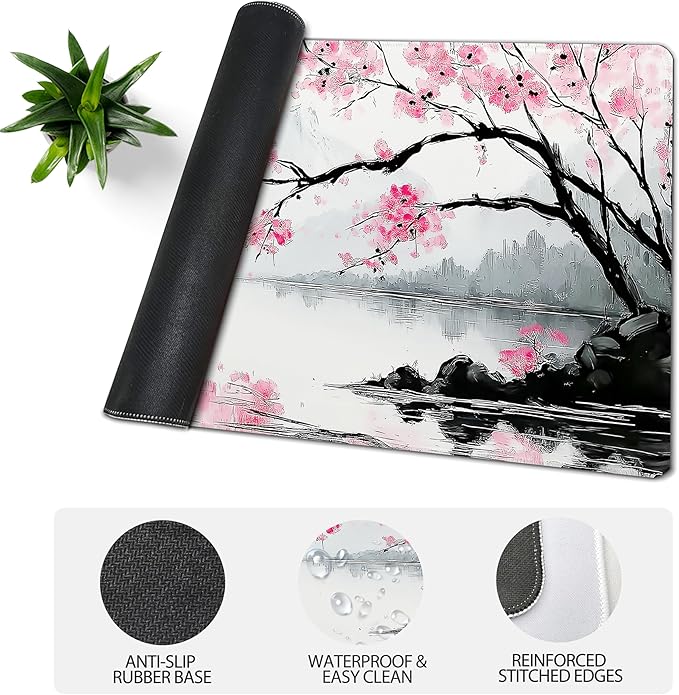 31.5?€?x11.8?€?Large Gaming Mouse Pad for Desk, Mouse Mat with Seamed Edges, Waterproof Desk Pad, Non-Slip Rubber Base, Keyboard Pad Computer Mat, Big XL Mousepad-japannese Landscape Painting
