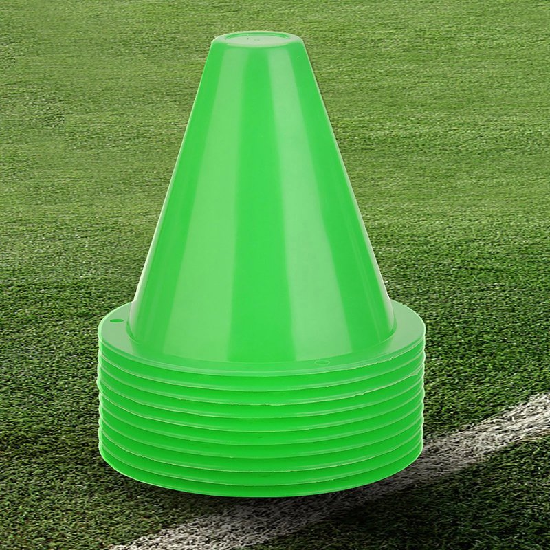 OUKENS Training Marker Cones, 10pcs 3 Inch Mini Sports Cones, Football Training Sports Equipment Roller Skating Barriers, Pe Cones, Plastic Marker Holder Accessory for Fitness Practice, Green
