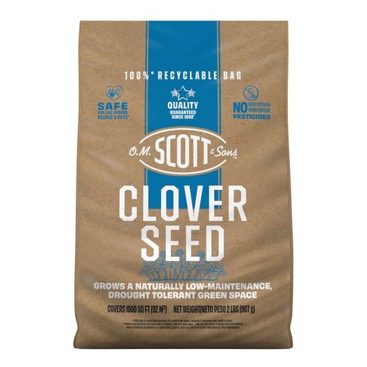 O.M. Scott and Sons Clover Seed - Lawn Seed Grows a Naturally Low Maintenance, Drought-Tolerant Lawn, 1,000 sq. ft., 2 lb.