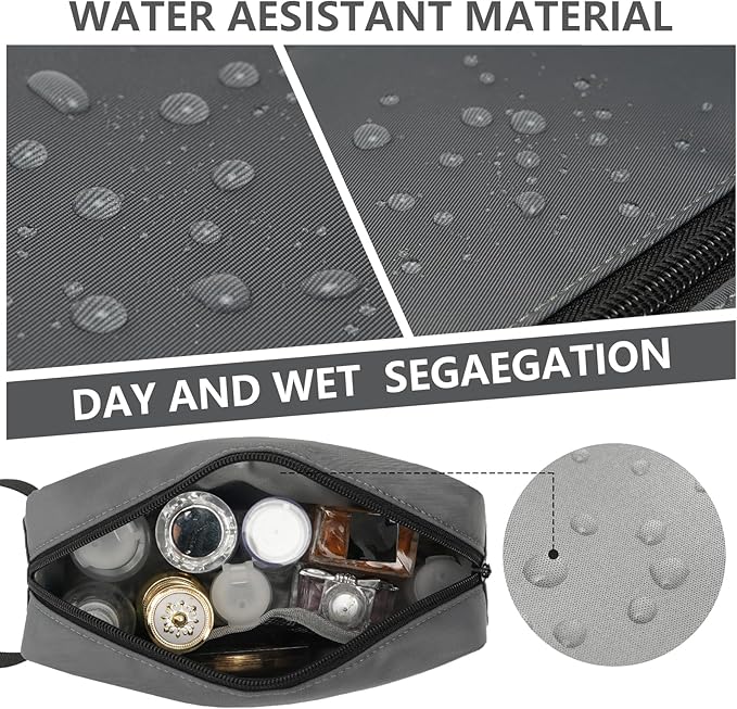 Travel Hanging Toiletry Bag with Carry Handle - Water-Resistant Small Cosmetic Organizer for Men & Women, Makeup, Shaving Kit, Gym & Travel Essentials (Charcoal Gray)
