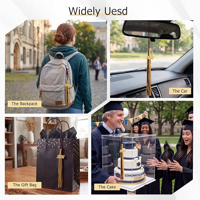 GraduationMall Single&Multiple Color Graduation Tassel with 2026 Year Charm 9"