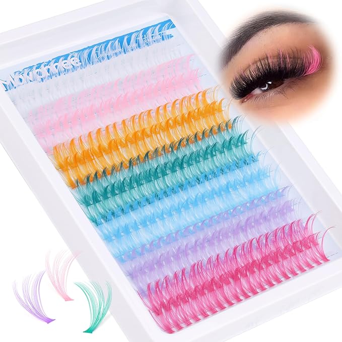 Colored Lash Extension Individuals 280 Pcs Colored Eyelashes Clusters 7 Colors Wispy 16MM 18MM Colorful Eyelash Extensions DIY at Home by Mavphnee