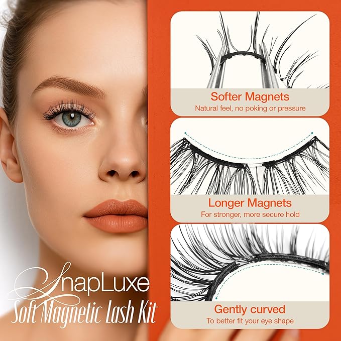 LASHVIEW Upgrade Magnetic Eyelashes with Applicator Soft Magnetic Eyelashes Natural Look Reusable No Glue Needed Easy to Wear and Remove (YT14)