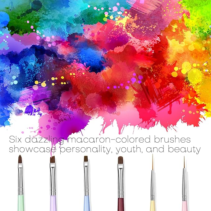 Nail Art Brushes, Nail Design Painting Brush Set with Nail Polish Brush, Nail Liner Brush, Nail Extension Gel Brush, Builder Nail Gel Brush, and Multi-Size Dotting Pens for DIY Nail Art