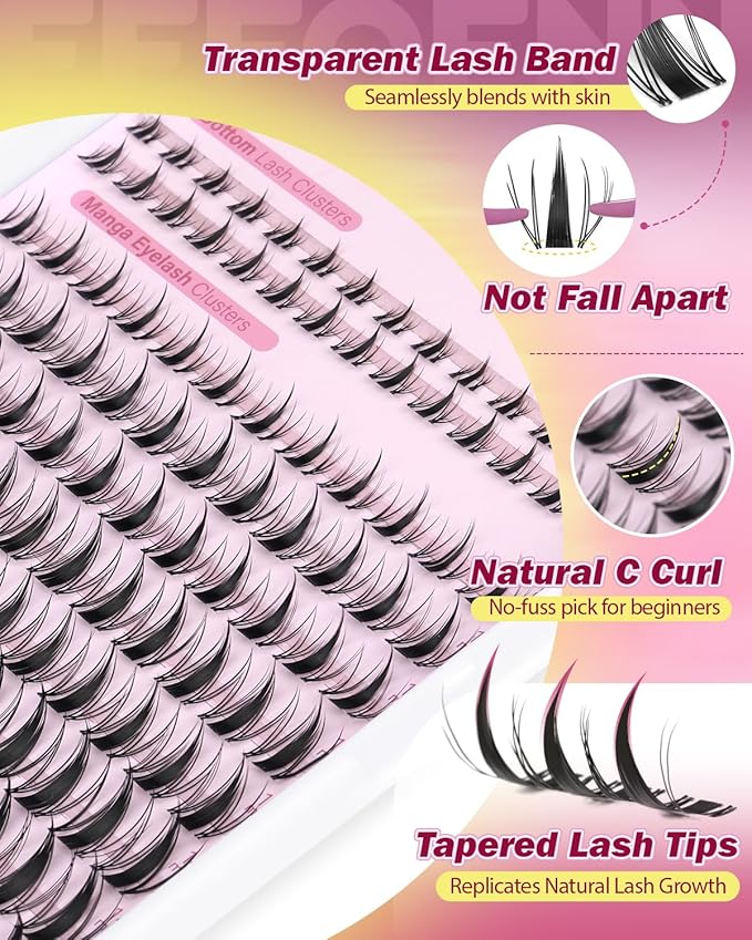 Lash Clusters Natural Eyelash Clusters Wispy Lashes Clusters C Curl Cluster Eyelash Extensions 8-14mm Lash Cluster Invisible Band Individual Lashes Bunny Cluster Lashes by Eefofnn