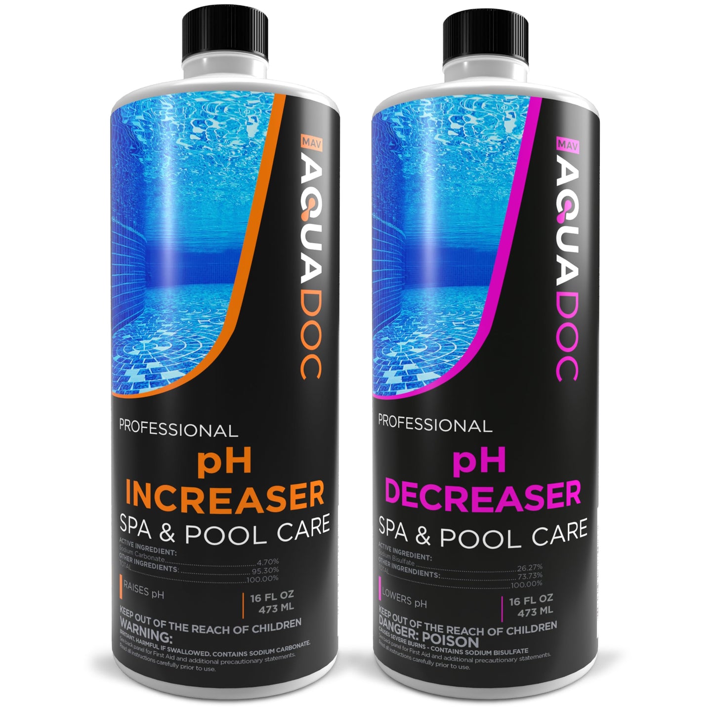 AquaDoc Spa pH Up & Down – pH Balancer for Indoor & Outdoor Spas – Easy Water Maintenance to Raise or Lower pH Levels and Keep Spa Water Clean, Clear & Comfortable