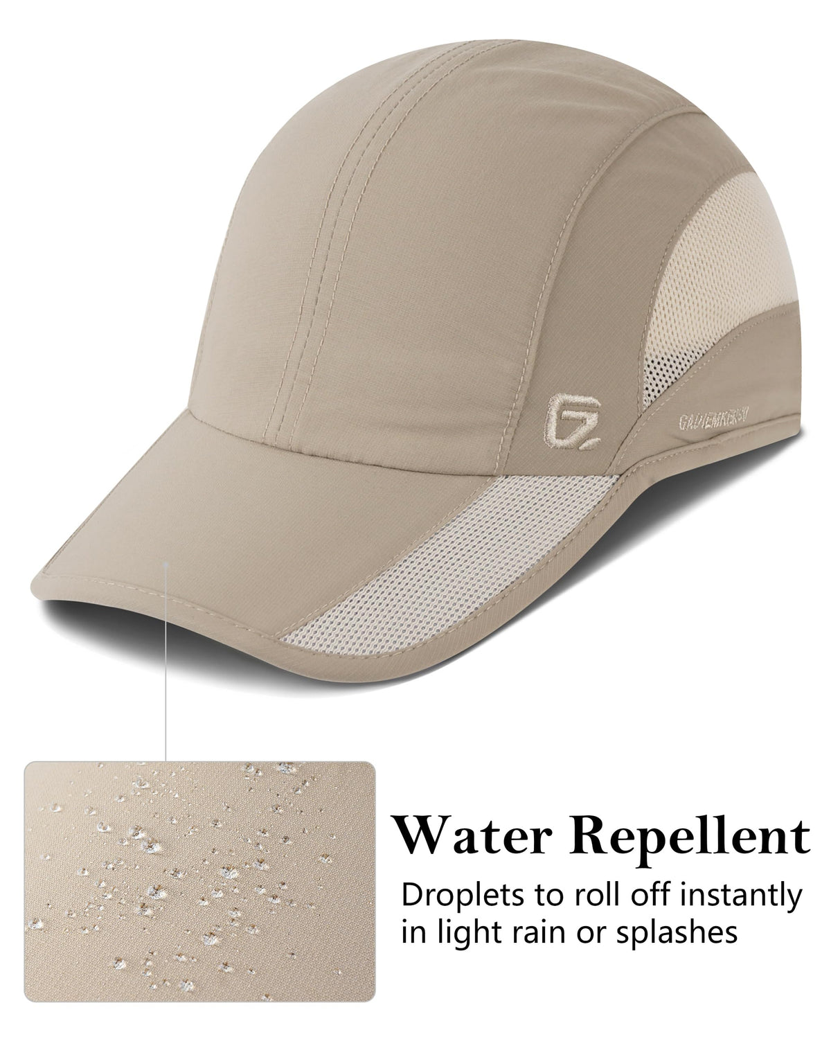 GADIEMKENSD Cooling Running Hat Quick Dry Summer Baseball Cap UPF50+ Sports Sun Caps Breathable Mesh Trucker Dad Hats Unstructured for Golf Tennis Hiking Gym Travel Camping Khaki S/M 6 7/8-7 1/4
