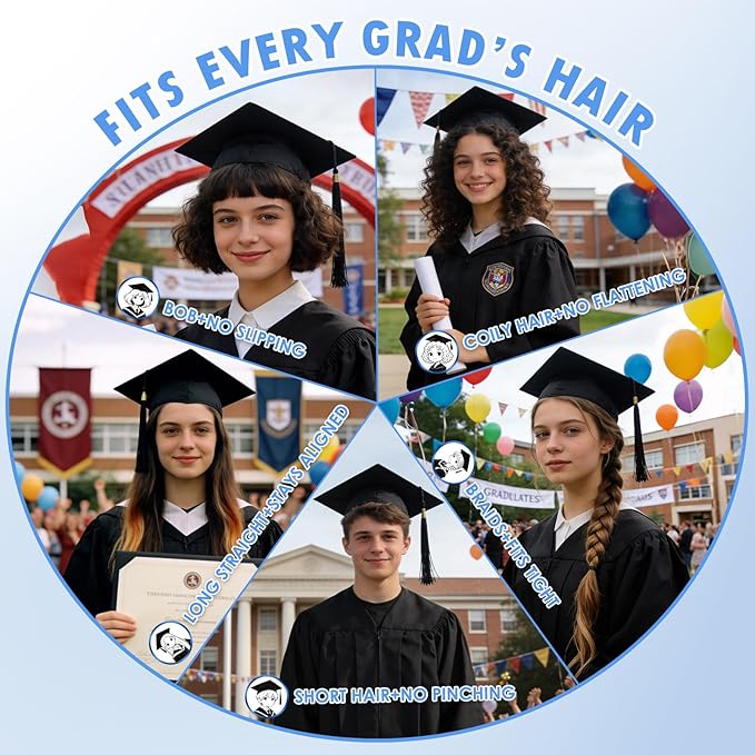 PUNCHMAN Graduation Cap Headband Insert- Clear White 1 Pack Firm Anti-fall Hair Band,Graduation Hat Headband Holder for Secure Grad Cap And Hairstyle,Hat Accessories for Graduates,Students,Girls