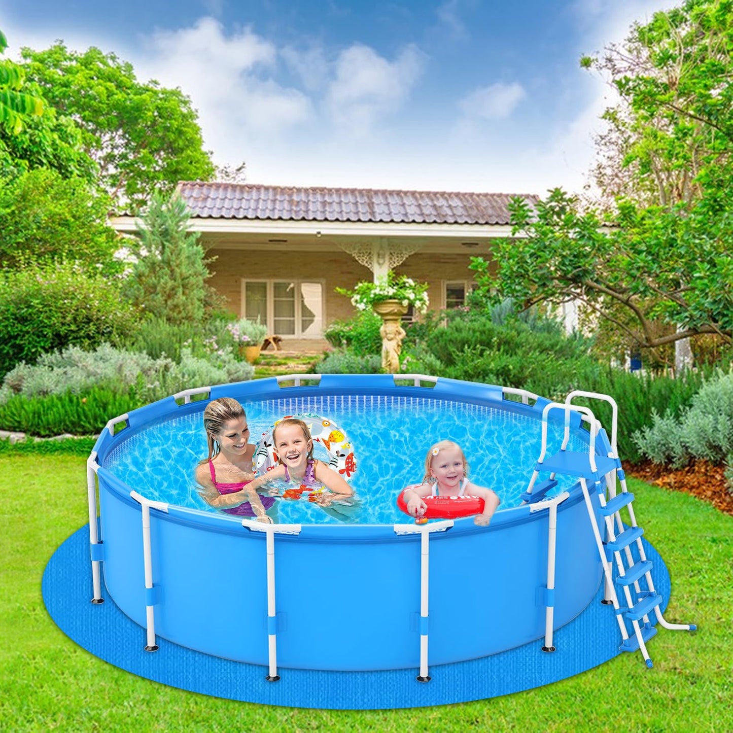 YEXEXINM 19.7Ft Round Pool Ground Cloths Swimming Pool Ground Cloth,Round Pool Liner Pad for 18ft Above Ground Swimming Pool,Heavy Duty Pool Ground Mat Protector to Prevent Puncture Pool Ground Tarp