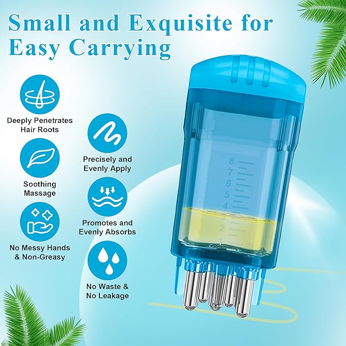 2 PCS Minoxidil Applicators with Cleaning Brush and Dropper, Anglecai Scalp Applicator Comb for Hair Oil Applicator Brush, Minoxidil Brushes for Scalp Applicator Comb for Hair Growth (Black+Blue)