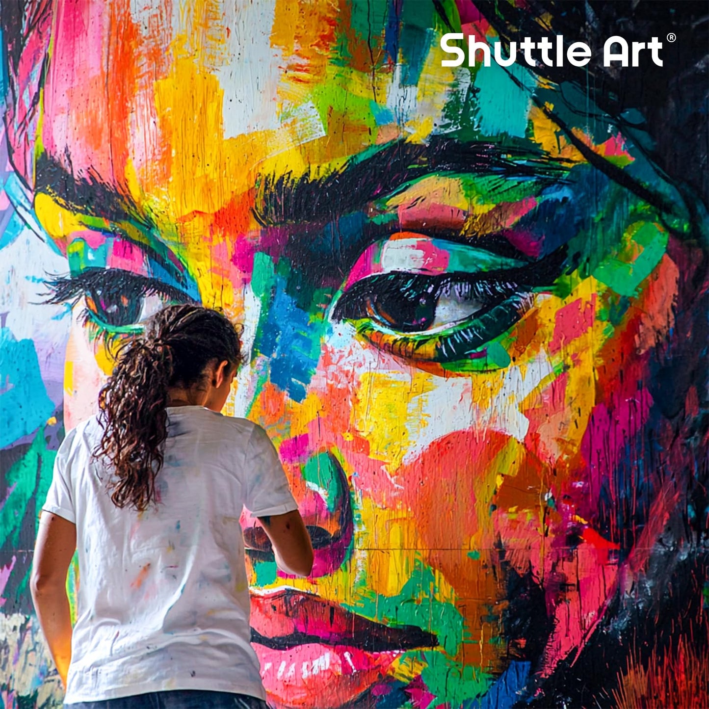 Shuttle Art Outdoor Acrylic Paint Set, 12 Colors Waterproof Paint, 8.45oz/250ml Large Bottles, Rich Pigmented Bulk Painting Supplies for Artists, Beginners on Rocks, Wood, Wall, Crafts, Garden Statues