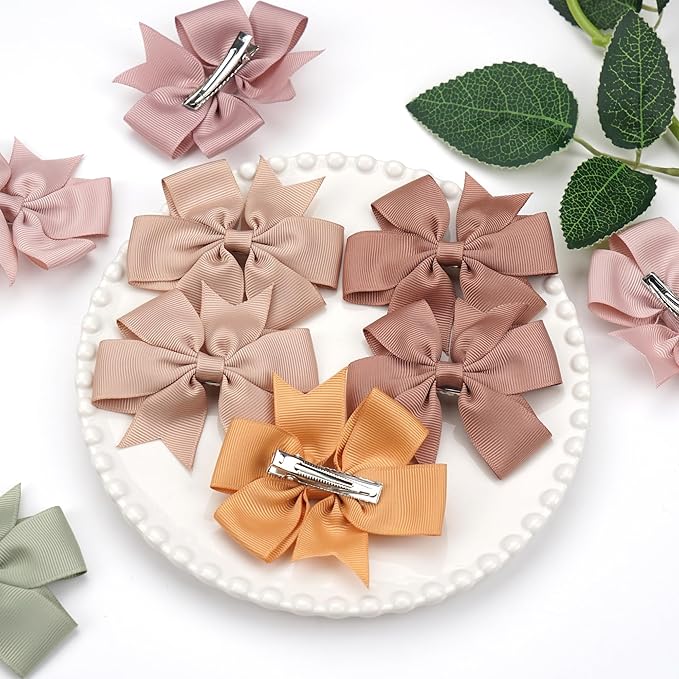 CÉLLOT 70pcs 3 Inch Boutique Grosgrain Ribbon Pinwheel Hair Bows,Toddler Bows Hair Clips for Baby Girls Birthday Gifts In Pair