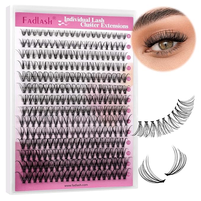 Lash Clusters Extensions Large Tray 20D Long Individual Lashes Mixed Tray Black Mink DIY Eyelash Extension and Under Bottom Eyelashes Professional Makeup (20D-0.07-D, 8-16mm)