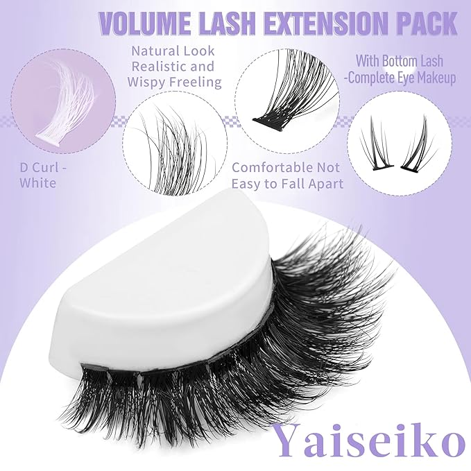 Wispy Lash Clusters with Bottom Lashes Black and White Eyelashes 10-22mm Thick Cluster Eyelash Extensions 294Pcs Wispy Individual Lashes with White Eyelash Clusters Plant Fibers Lashes Clusters