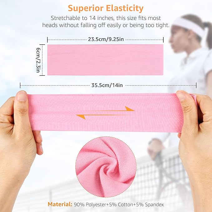 DiyJibb Headbands for Women, Stretchy Non Slip Soft Cotton Cloth Hair Bands for Sports, Workout, Yoga and Running, 7pcs
