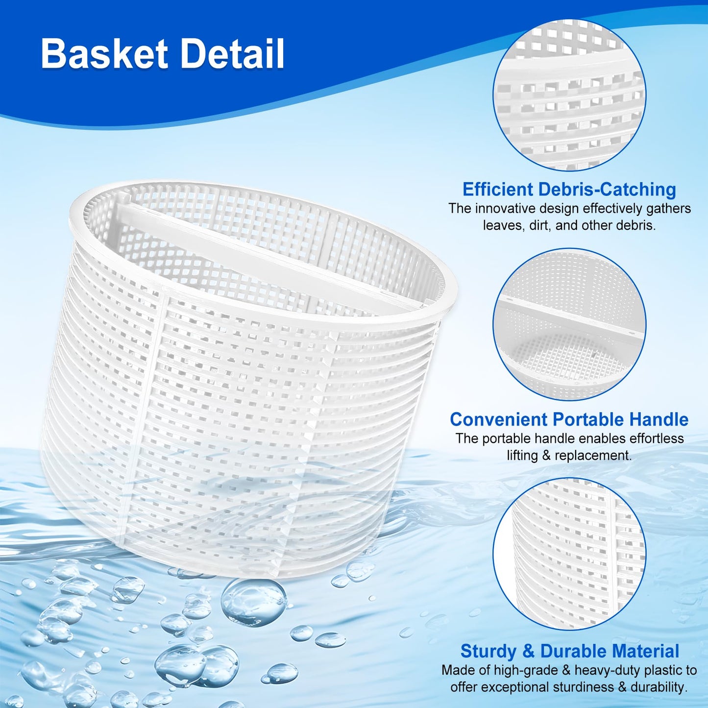 SPX1082CA Skimmer Basket Replacement for Hay-ward Swimming Pool Skimmer, Filter Basket Assembly with Handle Compatible with Aladdin B-152 Hay-ward SPX1082CA SP1082C Select Automatic Skimmers, 2 Pack