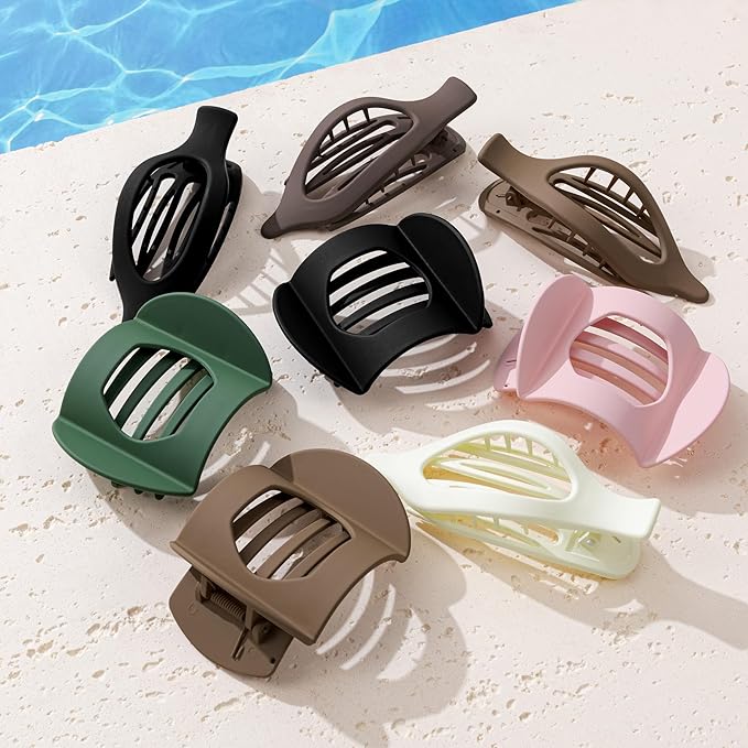 8 Pack Flat Hair Clips for Women, Matte Flat Claw Clips for Thick & Thin Hair No-Slip Strong Hold Hair Barrettes, French Duckbill Styling Accessories for Women