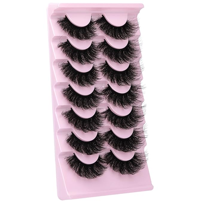 Mink Lashes Thick Eyelashes Flutter Volume False Eyelashes 20MM Long Fake Eyelashes Dramatic Full 5D Faux Mink Eyelashes Big Eye Lashes 7 Pairs ALICROWN