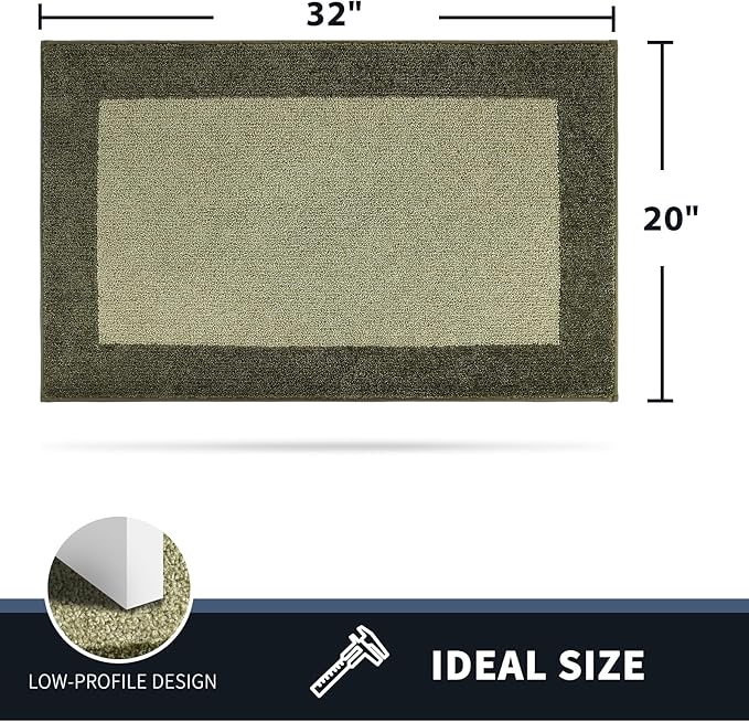 PURRUGS Dirt Trapping Door Mat 20" x 32", Non-Slip Washable Entry Mat, Dog Doormat, Front Door Mat, Super Absorbent Entrance Mat for Muddy Shoes & Paws, Budding Green & Sage Green