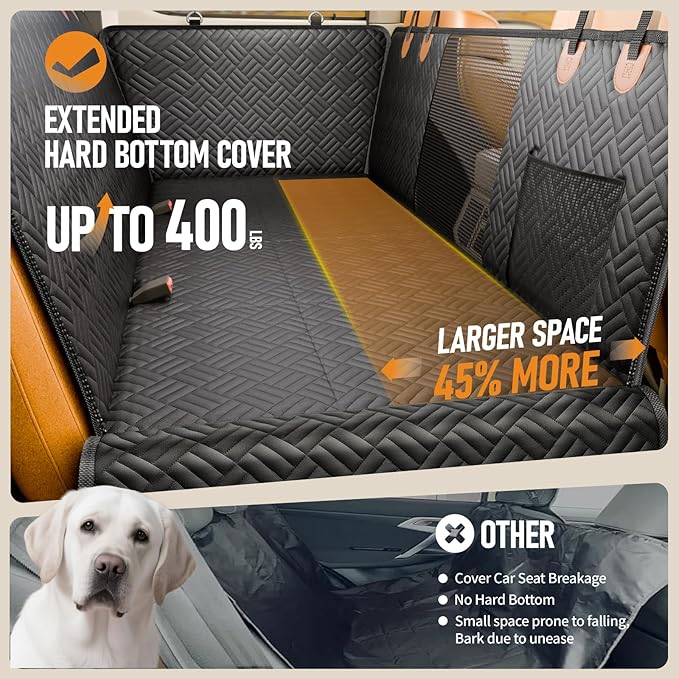 PROZAR Dog Car Seat Cover for Back Seat, Hard Bottom Back Seat Extender for Dogs - Supports 400lbs, Back Seat Pet Cover, Dog Hammock for Full-Size Trucks/SUV
