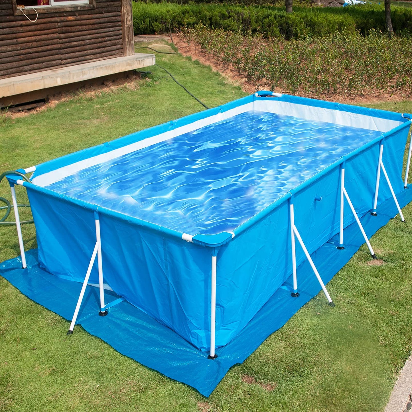 codree 11 x 7.8 Ft Swimming Pool Ground Cloths- Rectangular Waterproof PE Swimming Pool Liner Pad for Protect Above Ground Pool Prevents Punctures Pool Tarp