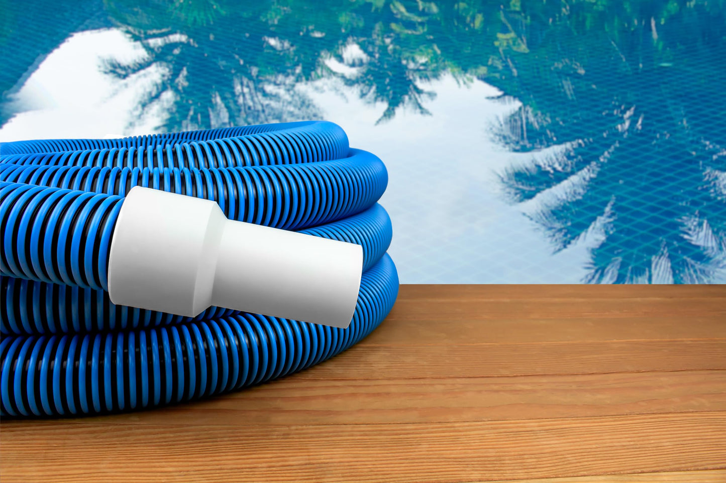 POOLMAVEN Heavy-Duty Manual Pool Vacuum Hose, 50 Ft x 1-1/2”, Kink-Free Swivel Cuff, Professional Grade Spiral-Wound Design, UV & Chemical Resistant for Inground & Above Ground Pools, Made in USA