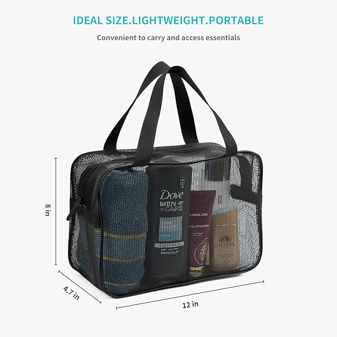 REDSINDA Mesh Shower Caddy Bag for Bathroom Gym Camping Portable Travel Mesh Toiletry Bag for Women Men