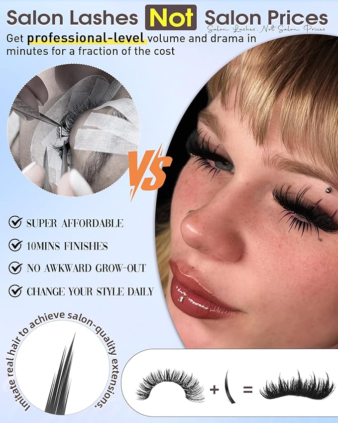 Lash Clusters with Spikes 15-21MM Wispy Lash Spikes with Bottom Lashes 280PCS D Curl Eyelash Clusters 0.005mm Thin Band Individual Lashes DIY Mega Cluster Eyelash Extensions for Manga/Spiky/Anime Look