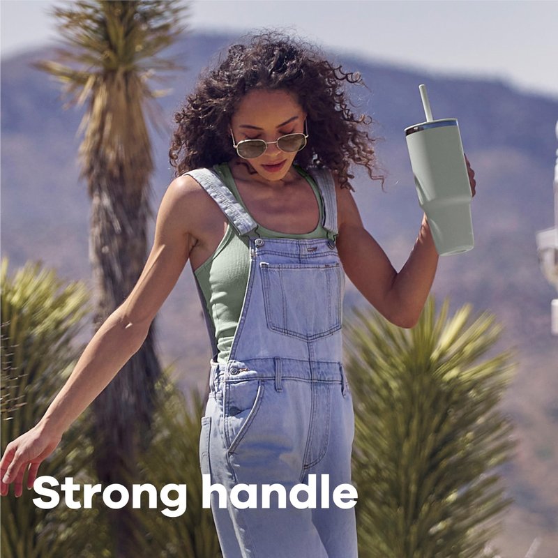 Hydro Flask Travel Tumbler with Handle, Lid and Straw - Insulated Stainless Steel in 40 OzSandpiper
