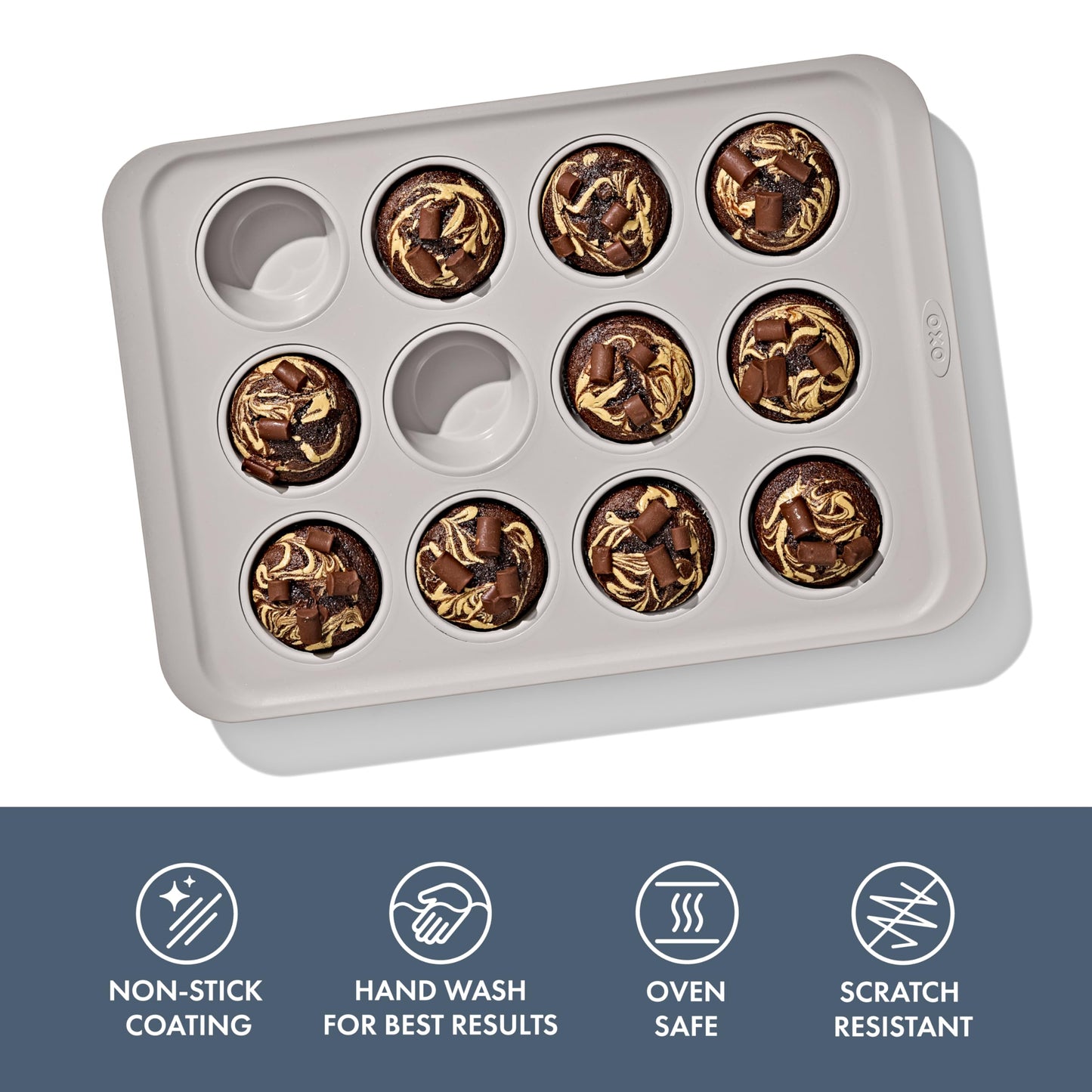 OXO Good Grips Non-Stick Pro Ceramic Coated Metal Bakeware 12 Cup Muffin Pan – Storm Blue