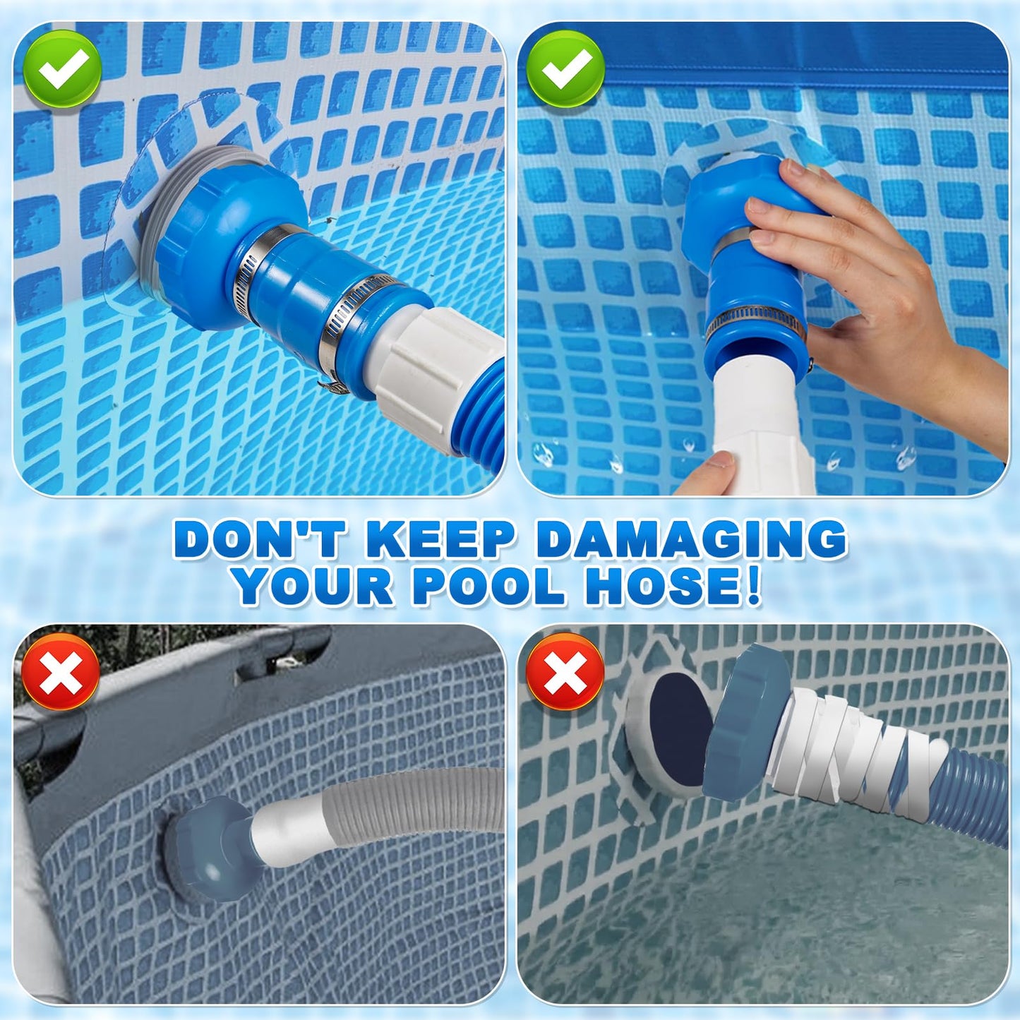 2 Set Pool Vacuum Hose Adapter Kit Compatible with Intex Adapter B,Pool Skimmer Hose Connector Replacement Hoses Adapter with Clamp for Above Ground Swimming Pool Vacuum Surface Skimmer Small Strainer