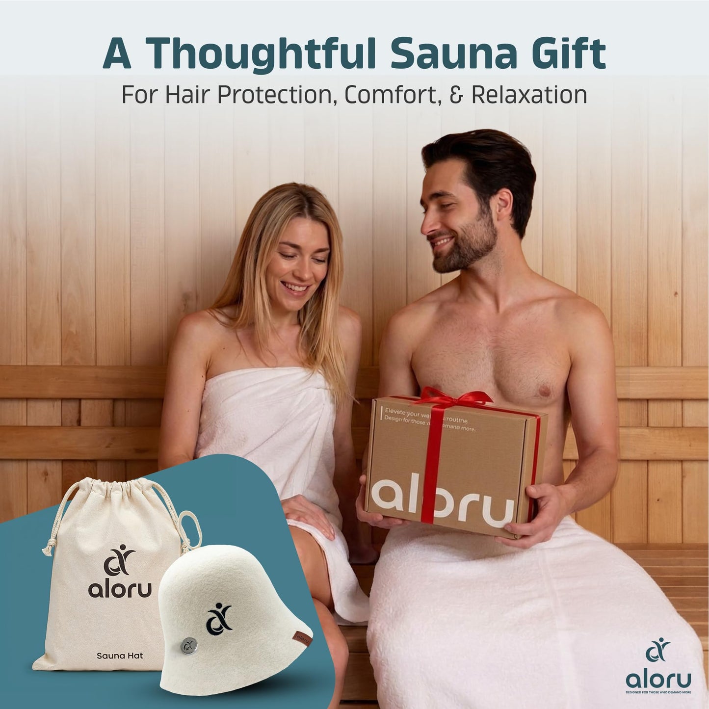100% Merino Wool Sauna Hat for Women & Men with Aroma Diffuser, Ultra Soft Heat Protection for Hair & Scalp, Lightweight Merino Wool Sauna Cap, Hanging Loop & Storage Bag Included