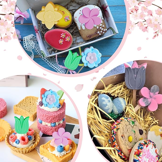 2 Pack Flower Silicone Soap Molds Tulip Daisy Flower Mold for Soap Making Daisy Molds for Chocolate Baking Cake Pops Floral Silicone Candle Candy Cake Mold Polymer Clay Resin Ice Cube Jello Mould