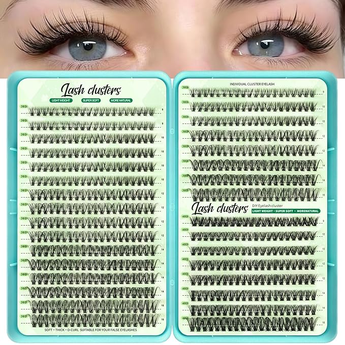 Wispy Lash Clusters, Individual Cluster Lashes 30D 40D, DIY Cluster Eyelash Extensions for Natural Wispy Look, Soft Lightweight Individual Lash Clusters for At-Home Lash Extension