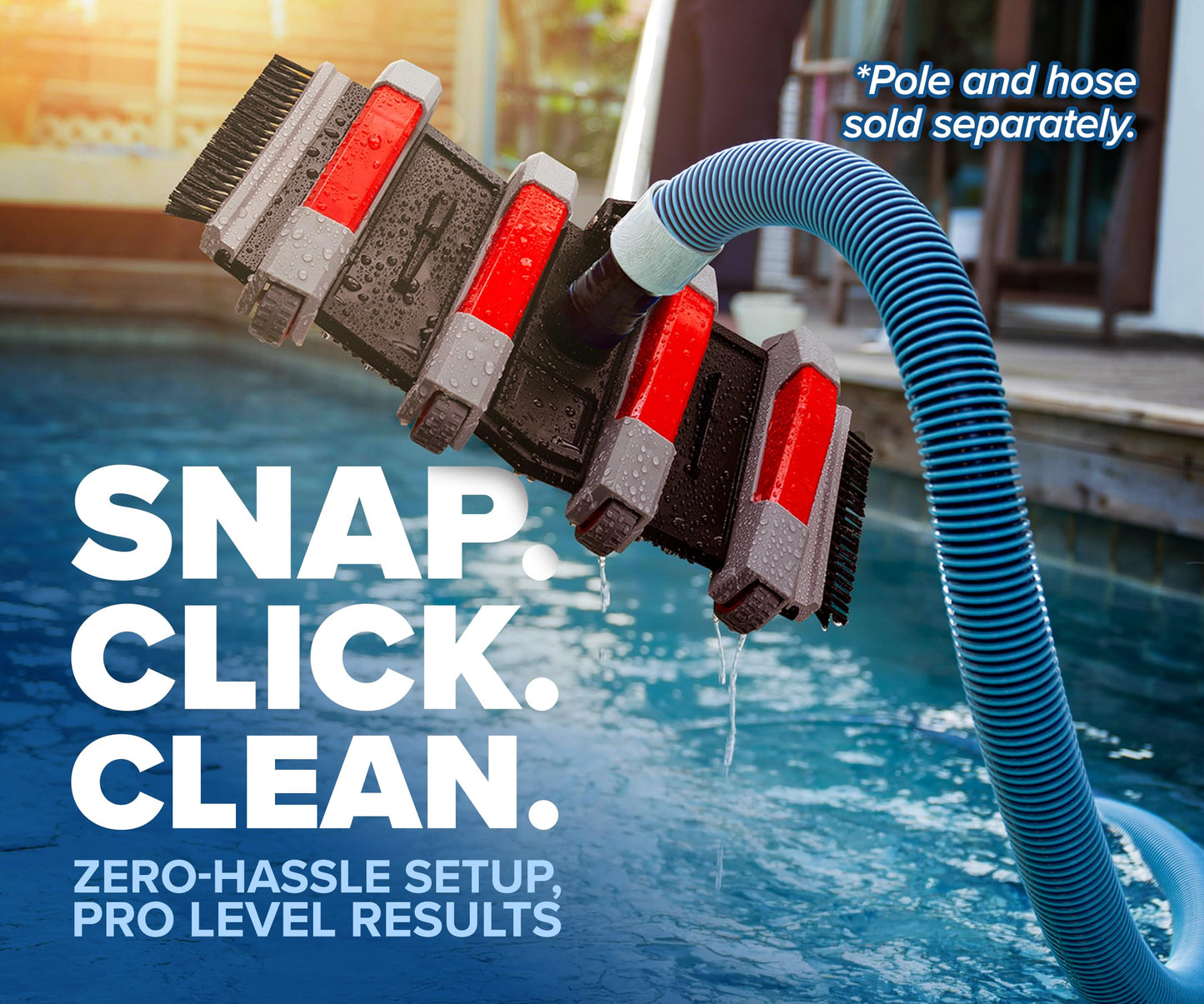 Pool Vacuum Head for Inground & Above Ground Pools // Manual Swimming Pool Vacuum Cleaner Attachment Head // Flexible Weighted Direction-Control & Side Brushes, Vinyl Liner Safe (Pole Sold Separately)