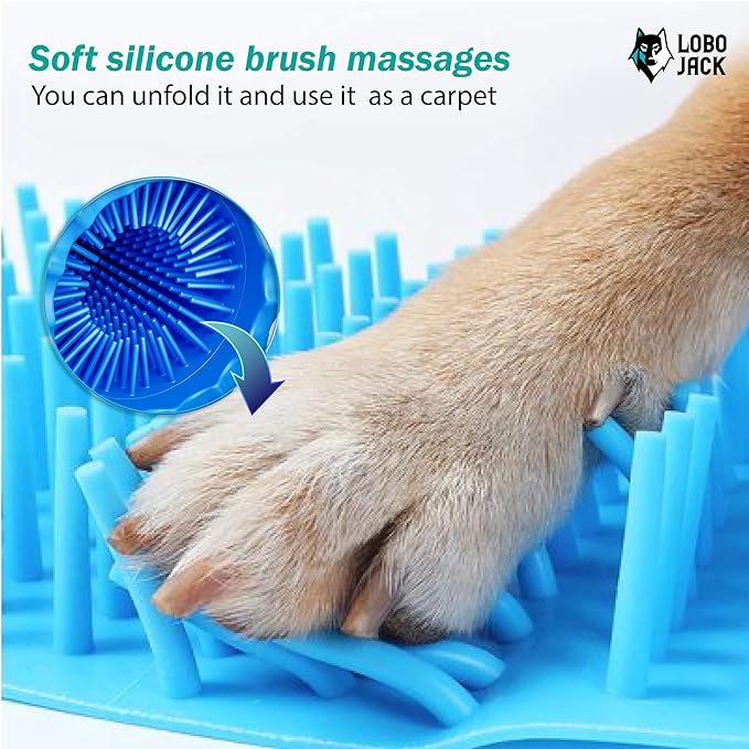 Dog Paw Cleaner, Portable Pet Cleaning 360º Silicone Washer Cup, for Small and Medium Breed Cats and Dogs (Blue) 2 Pack