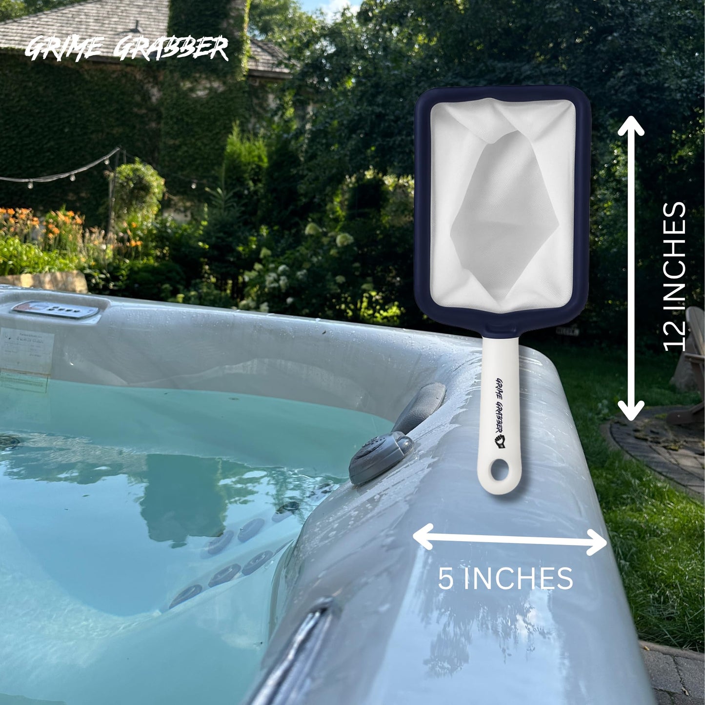 Grime Gripper Hot Tub Skimmer - Fine Mesh Hot Tub Net, Durable and Lightweight, Ideal Small Fish Net for Spa and Hot Tub Owners, Efficient Debris Removal Tool (1 Net)