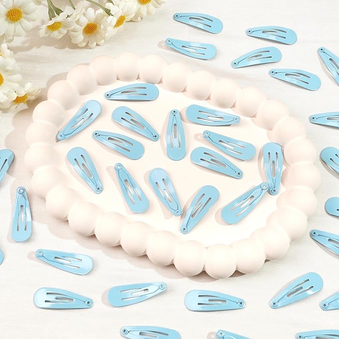 1Inch Baby Blue Snap Hair Clips, 60Pcs Small Clips for Little Girls, Baby Infant 3cm Candy Color Hair Clips Barrettes for Toddlers Hair Accessories
