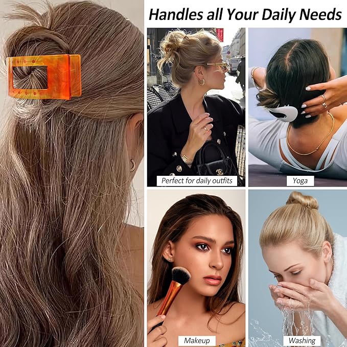 Velscrun Flat Hair Clips for Women Girls, Bright Navy Blue Lay Flat Claw Clips, Strong Hold Large Side Hair Clip All Hair Types, French Duck Billed Non Slip Grip Daily Styling Hair Jaw Claw Clip