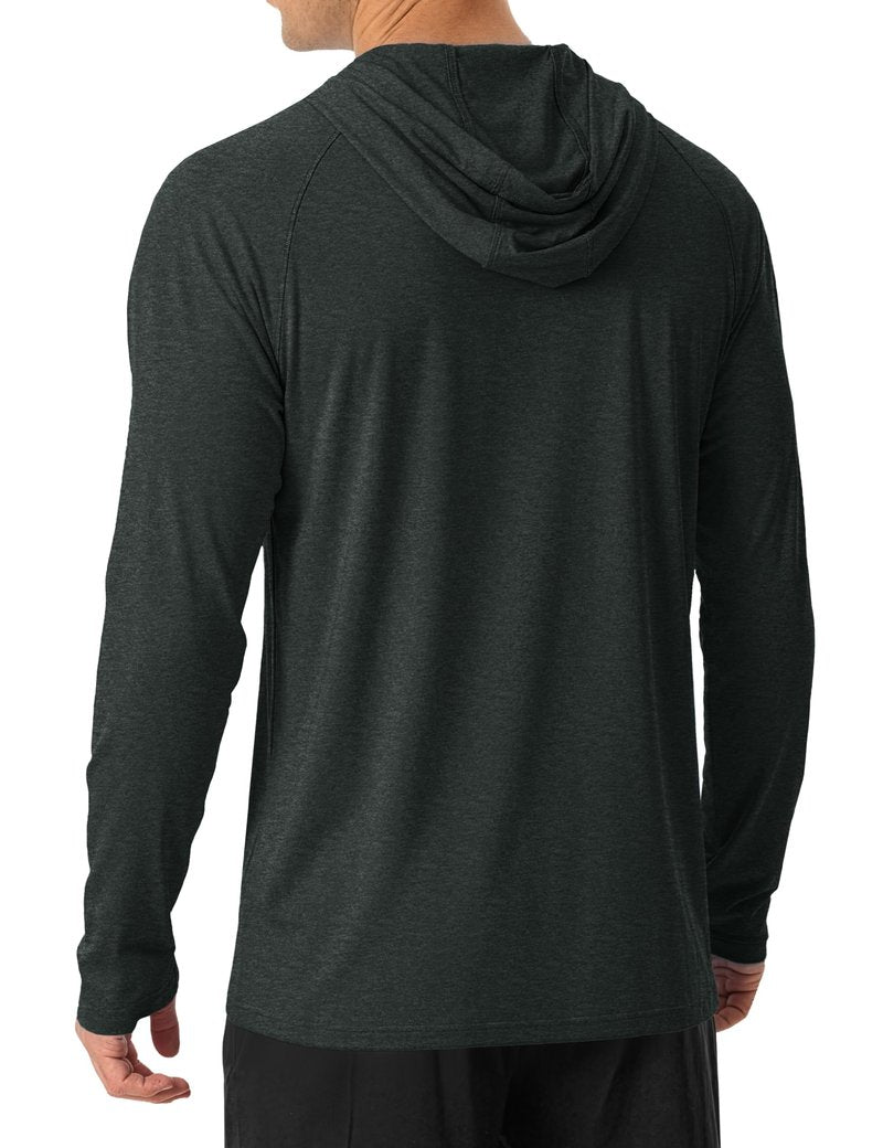 MAGCOMSEN Mens Uv Protection Shirts Long Sleeve with Hood Athletic Running Shirts Workout Sun Shirts UPF 50+ Fishing Shirts Quick Dry Hiking Outdoor Shirts Black L