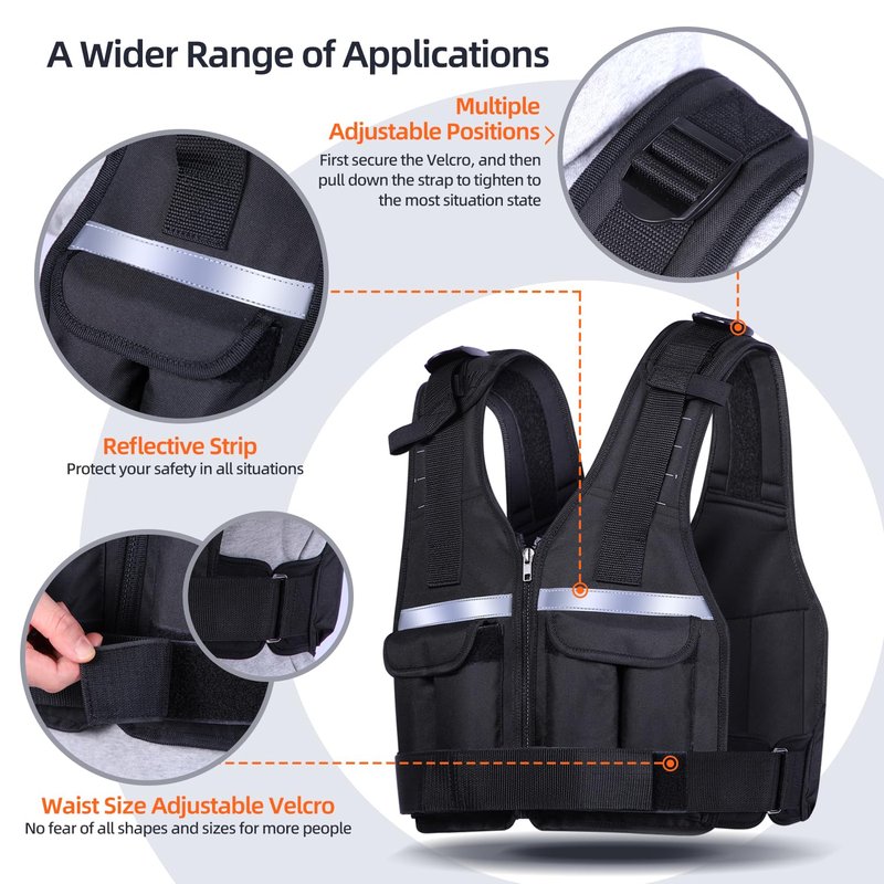 Adjustable Weighted Vest Weights Set: Sportneer 2 4 6 8 10 12 14 16 18 Lbs Body Weight Vests 9 In 1 Fast Adjust Running Vest for Men Women Gym Home Workout Fitness Exercise Strength Training 2-18 Lbs