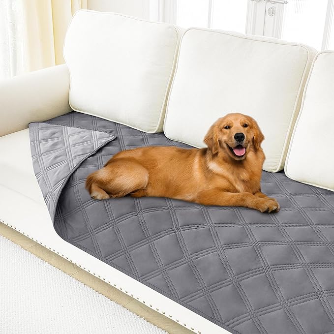 Smiry Waterproof Dog Bed Cover Blanket 40x80, Soft Reversible Pet Blanket, Washable Leakproof Cats Dogs Couch Cover for Sofa, Couch, Furniture, Grey/Light Grey
