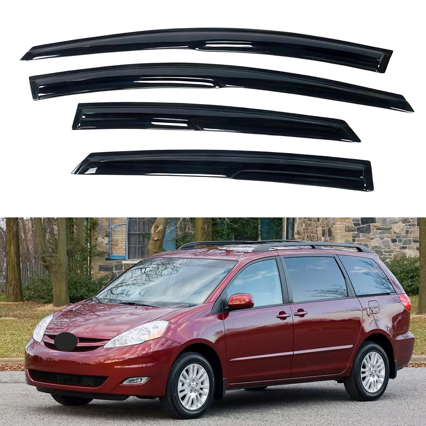 IG Window Visors Fit for 2004-2010 Toyota Sienna, Out-Channel Rain Guards Vent Wind Deflectors 4PC, Car Accessories for 04-10 Sienna