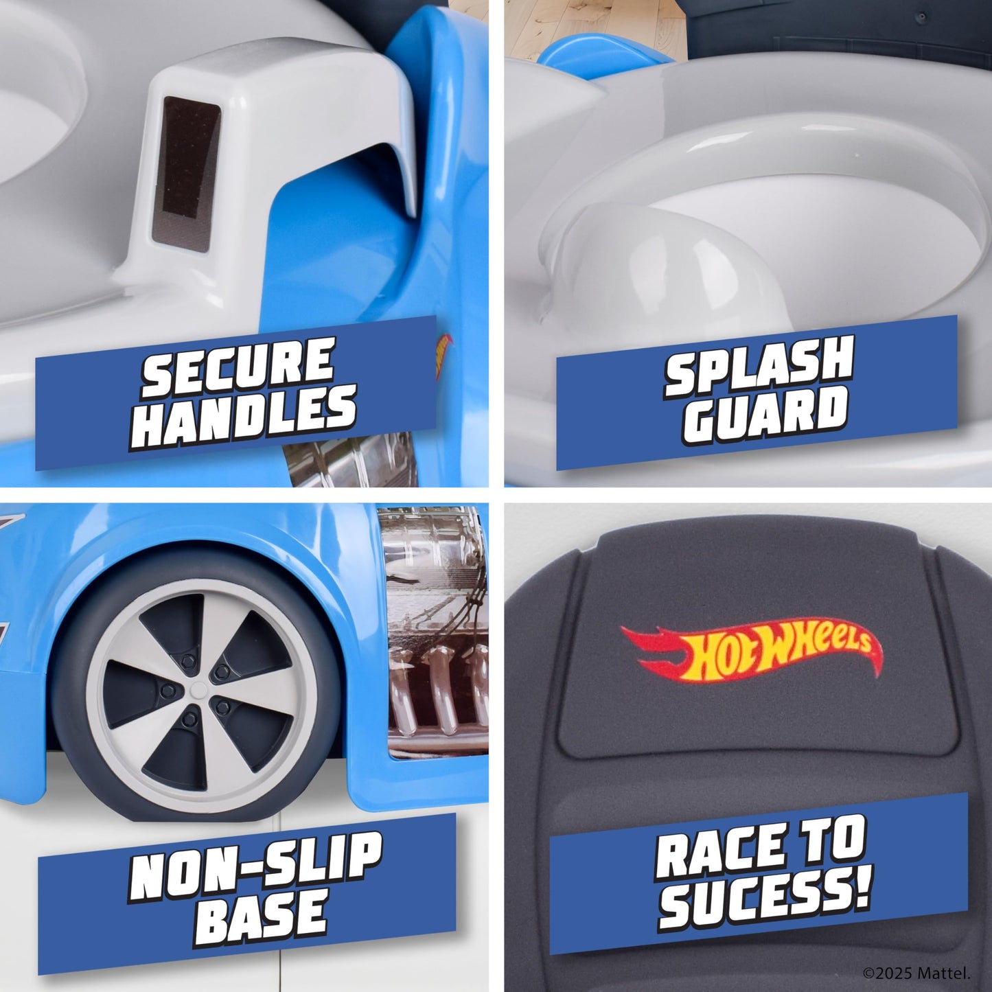 Hot Wheels Blue Race Car Potty Training Toilet, Race Car Potty Seat Includes Detachable Toddler Toilet Seat and Kids Potty, Ages 12 Months and Up