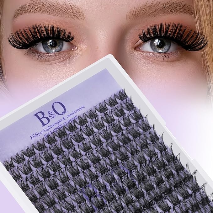 B&Q Lash Clusters B06 DIY Eyelash Extensions 72pcs Clusters Lashes C D Curl Wispy Volume Lashes Individual Cluster DIY at Home (B06,D-8-16MIX)
